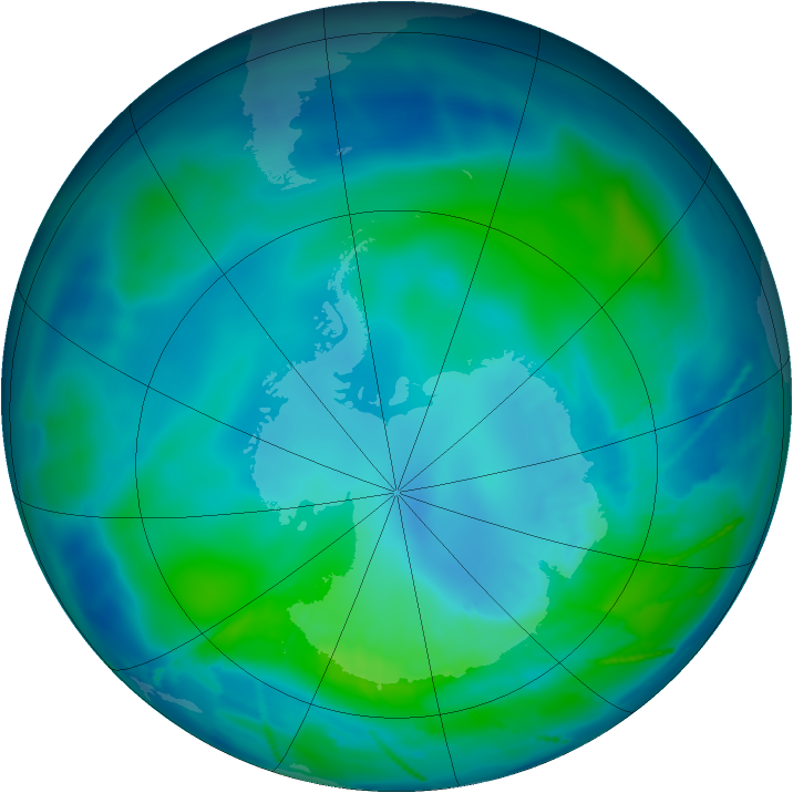 Antarctic ozone map for 11 April 2011